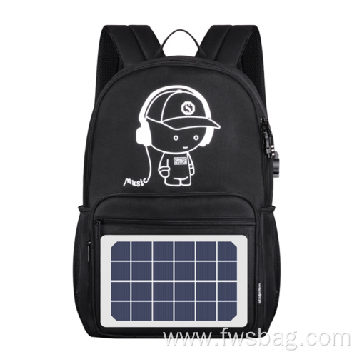 Water Resistant Luminous Logo Solar Charging Backpack